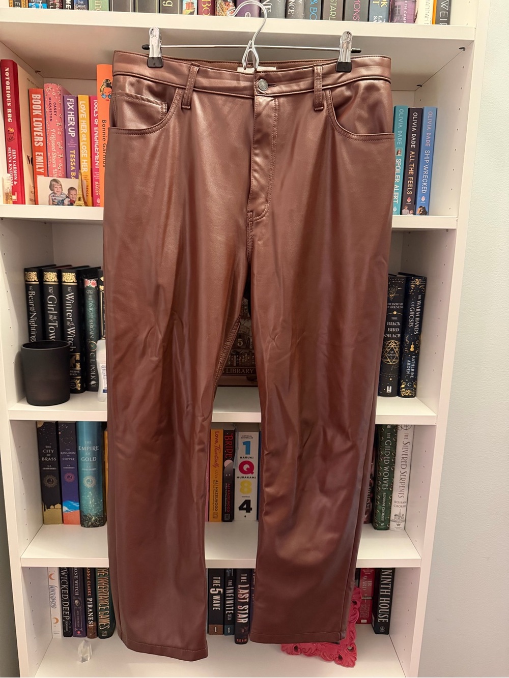 Abercrombie & Fitch Brown 90’s ultra high rise Vegan Leather Ankle Pants